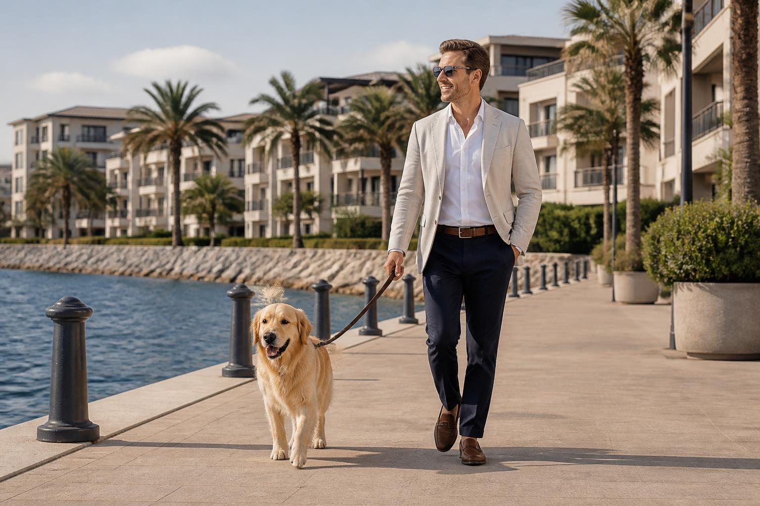 Resident walking a dog